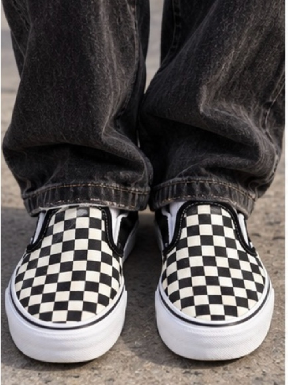 Vans Black & White Checkerboard Slip-On Sneakers